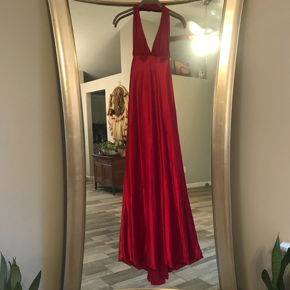Red Silk Formal Prom Dress - Picture 1 of 6